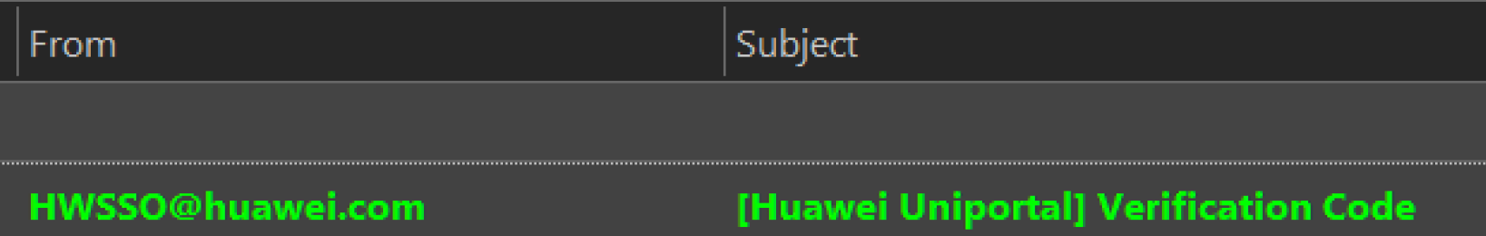 Email z kodem weryfikacyjnym od Huawei