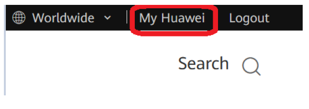 Opcja My Huawei w prawym górnym rogu